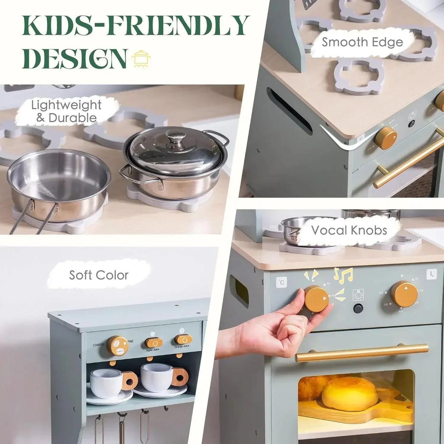Tiny Chef XL - Wooden Play Kitchen Green