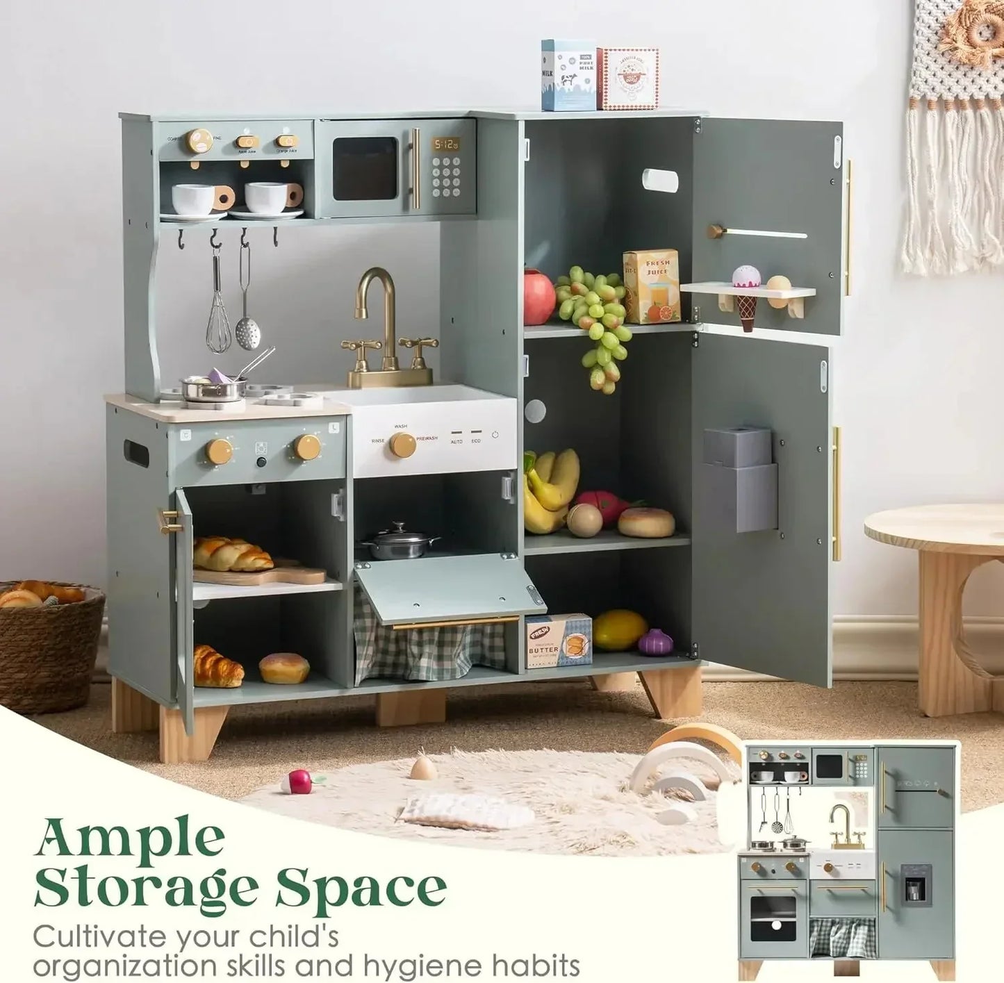 Tiny Chef XL - Wooden Play Kitchen Green